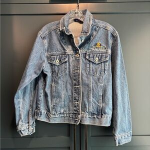 Blue Denim Jacket with Embroidered Logo